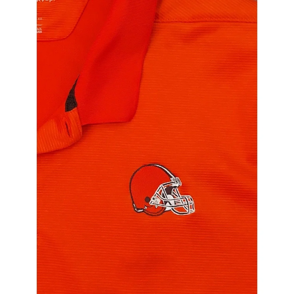 Cleveland Browns Nike Polo Shirt Mens XL Orange Brown Color Block Short‎ Sleeve